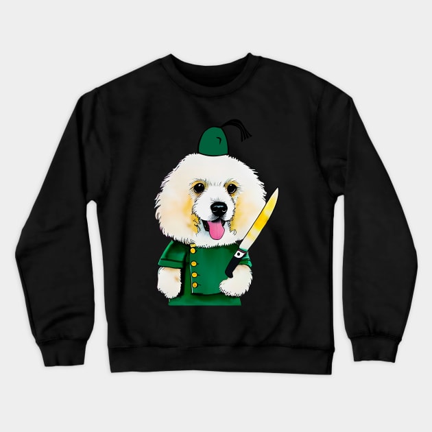 Dog with Knife Crewneck Sweatshirt by Cheeky BB